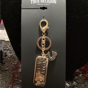 True Religion Gold and Black Keychain